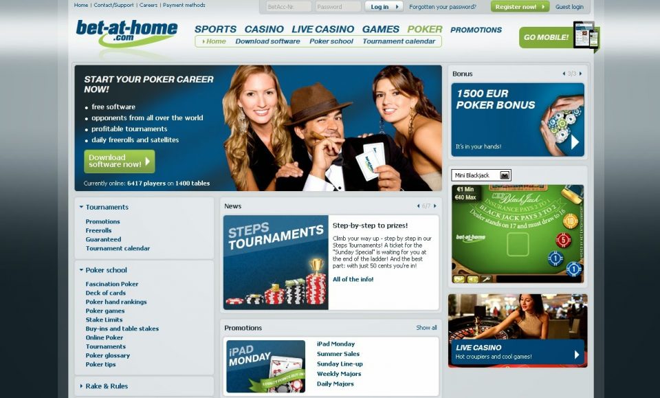 Bet-at-home poker screen